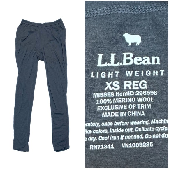 L.L. Bean Lightweight Merino Wool Base Layer Leggings Alloy Grey Long Underwear - Picture 1 of 9